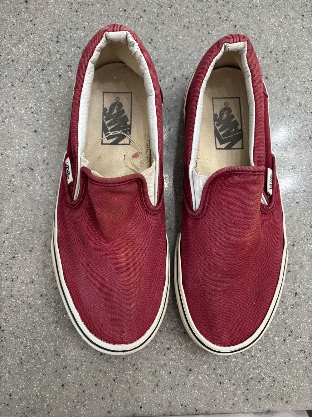 Vans Women’s Classic Slip-On Canvas Shoes - Burgundy